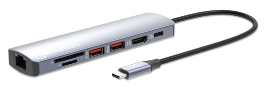 Estacion Docking Manhattan USB-C con lector de tarjetas