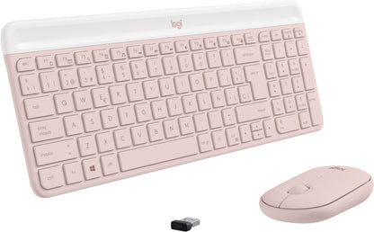 Teclado y Mouse Logitech MK470 Inalámbrico Nano Receptor USB Color Rosa