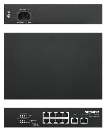 PoE Switch Intellinet GB  8 ptos 32W pto 120W - 2 R