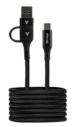 CABLE VORAGO CAB-126 TIPO C ADA PTADOR USB A PD 60W CARGA RAP NEGRO