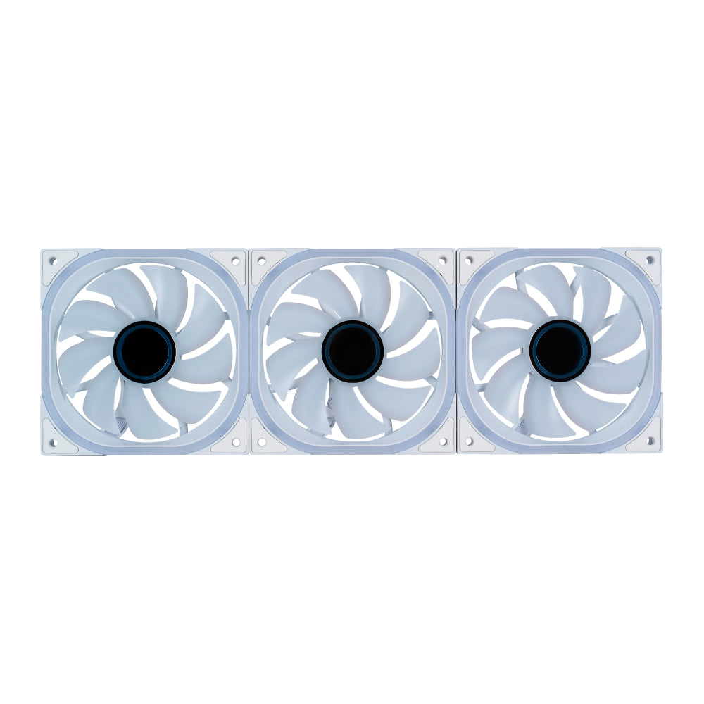 Kit Ventiladores Vorago Game Factor FKG500 Modulares 3 FANS 120mm 58 CFM RGB Control Remoto Blanco