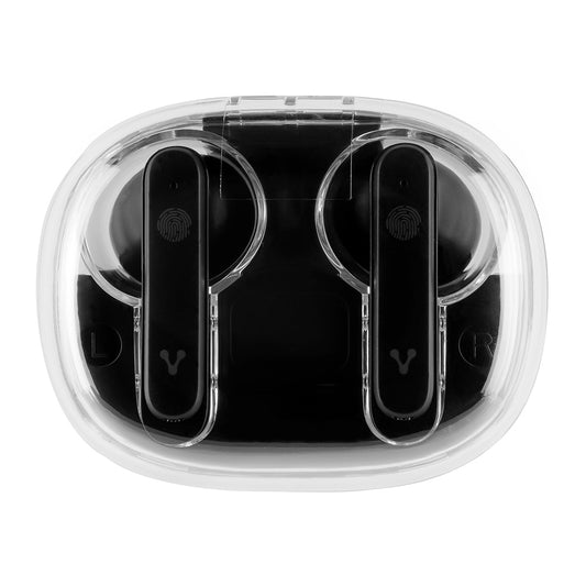 Audífonos Vorago ESB-401 TWS Bluetooth 5.3 Carga de 300 mAh Resistente al Agua Estuche Transparente Color Negro