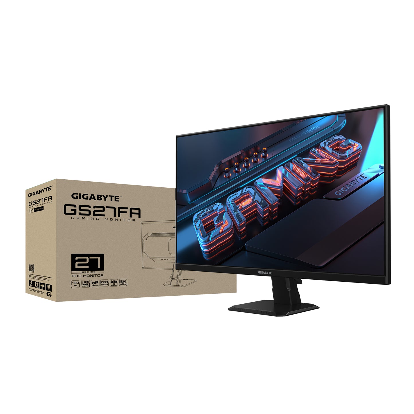 Monitor Gamer Gigabyte GS27FA 27 SS IPS FHD 1920x1080 180Hz 1ms MPRT HDR 2xHDMI 1xDP Color Negro