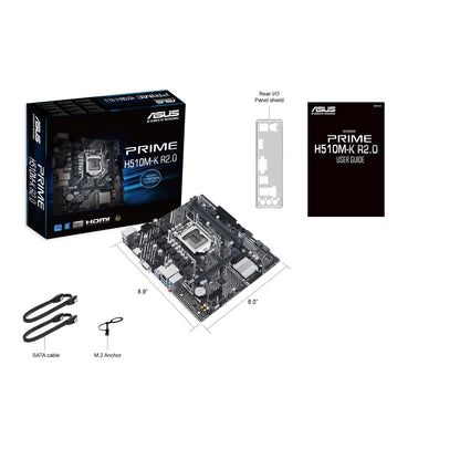 Tarjeta Madre Asus PRIME H510M-K R2.0 2xDDR4 64GB 3200Mhz M.2 PCIe 4.0 1xHDMI 1xVGA S 1200 10th 11th Gen mATX